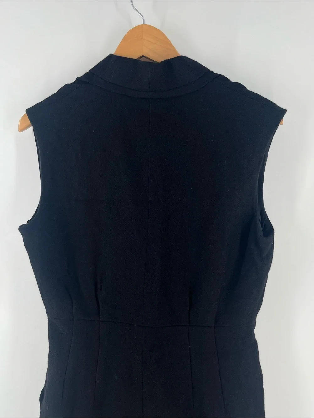 Adam Lippes 100% Wool Sheath Dress 10 Black Silk Lined Pockets Luxury Career - Picture 6 of 14